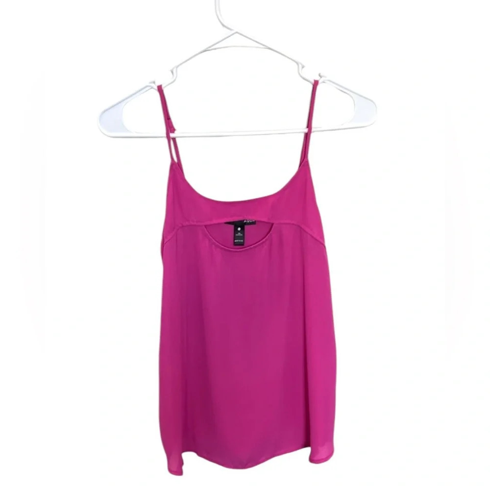 Aqua Fuchsia Pink Cutout Strappy Cami Tank Top Blouse Size XS Y2K Party